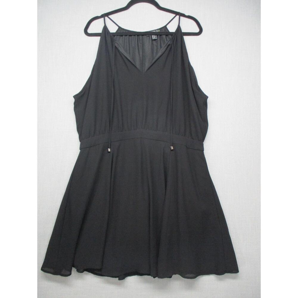 FOREVER 21+ Black Flowy V-Neck Empire Waist Mini Whimsigothβ Dress Size 2X